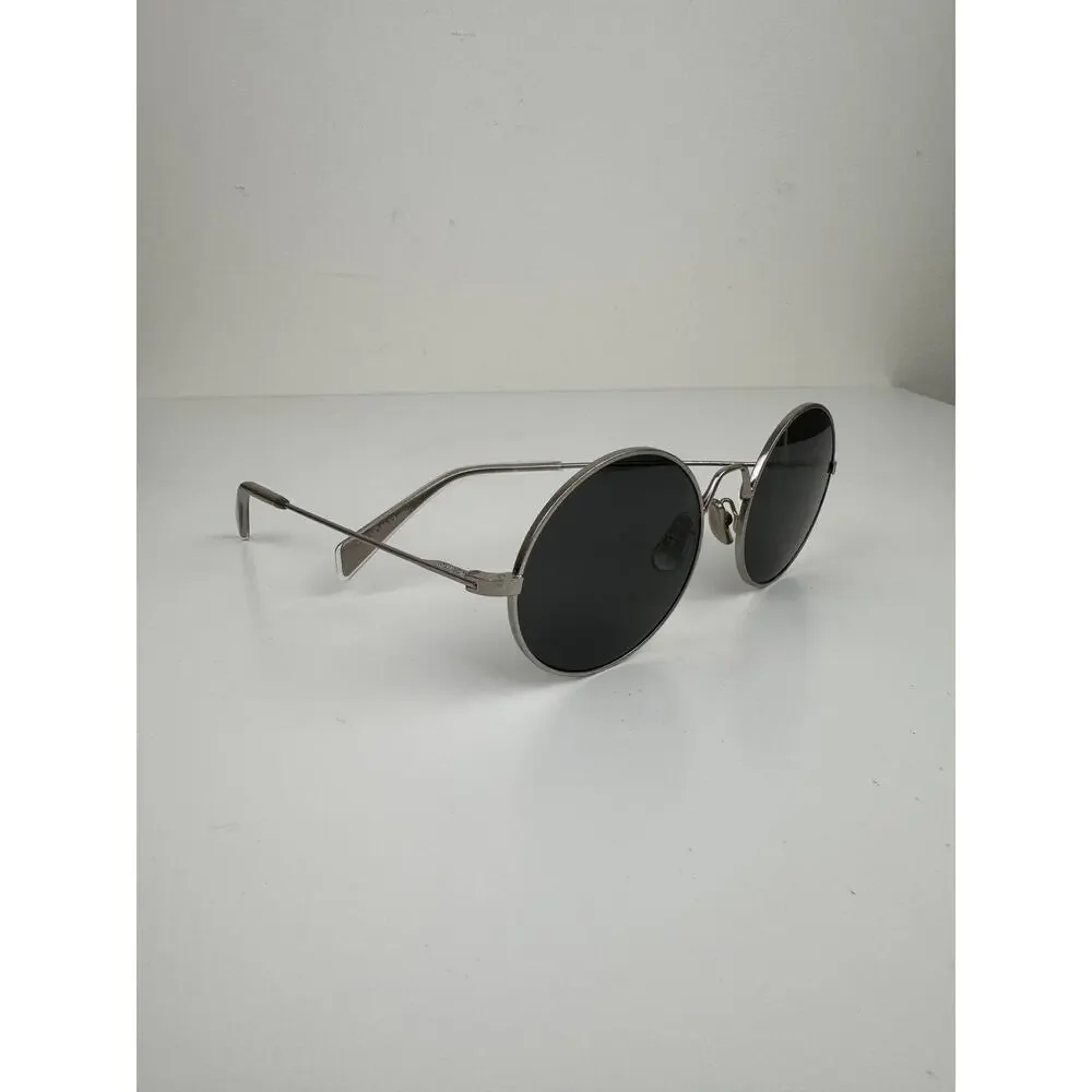 CELINE Unisex Silver Metal Full Frame Dark Gray Lens Polarized Round Sunglasses - Picture 3 of 13